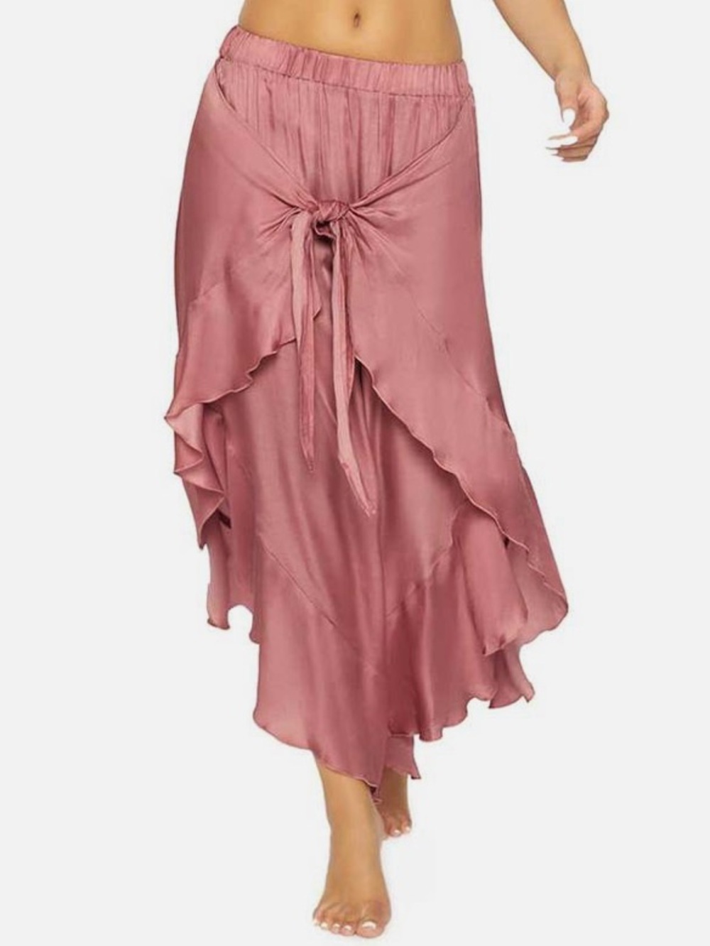 PilyQ Dusty Rose Ruffle Tie Pant Cover-up NWT